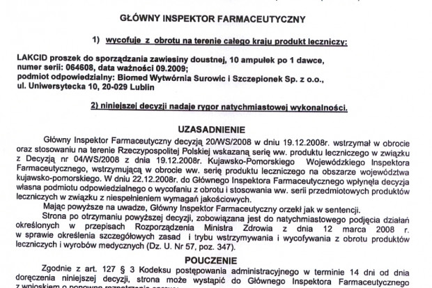 Lek, choć wycofany z obrotu, wcale nie musi szkodzić zdrowiu