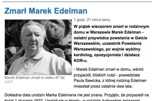 Prof. Marian Zembala: Doktor Edelman przywracał wiarę w człowieka!
