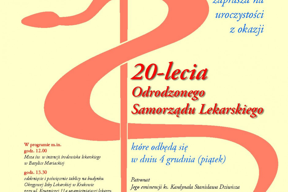 Kraków: obchody 20-lecia odrodzonego samorządu lekarskiego