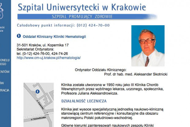 Kraków: 600 transplantacji komórek macierzystych szpiku
