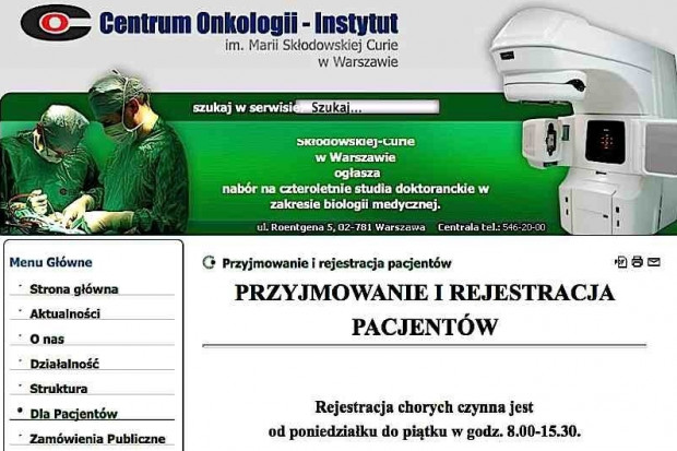 Warszawa: w Centrum Onkologii będzie normalnie, ale... za kilka lat