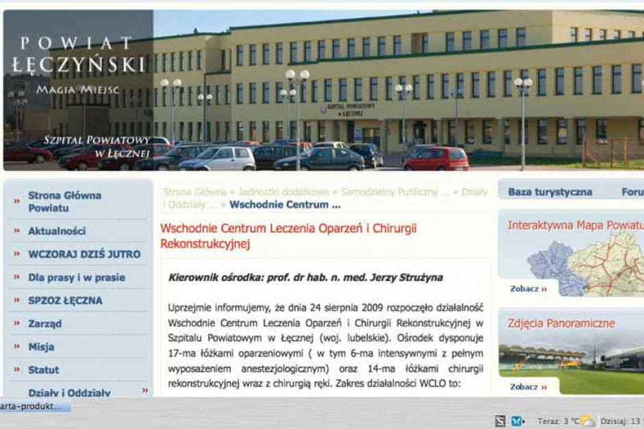 Łęczna: rozbudowa centrum oparzeń