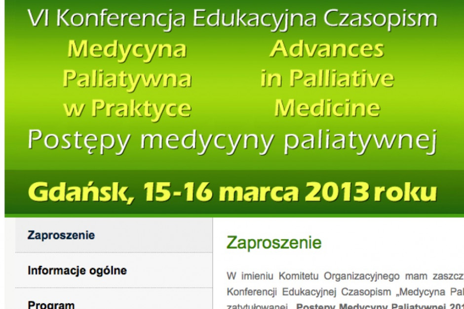 Gdańsk: konferencja "Postępy Medycyny Paliatywnej 2013"