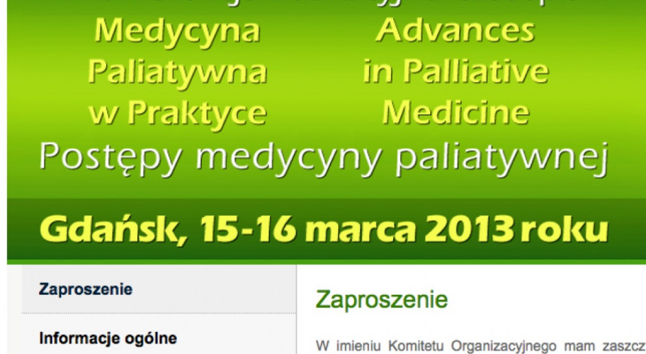 Gdańsk: konferencja "Postępy Medycyny Paliatywnej 2013"