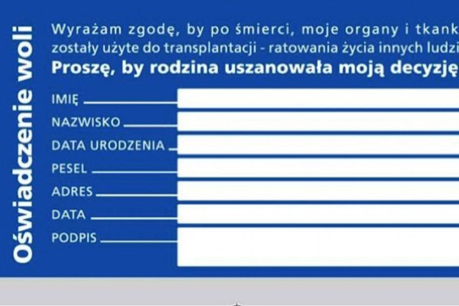 Program promujący transplantację: rozdano 12 tys. oświadczeń