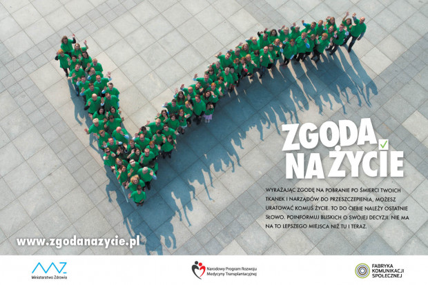 Kampania Zgoda na życie ma zachęcać do deklarowania swojej woli w zakresie dawstwa narządów. Fot. Materiały prasowe Kampania Zgoda na życie: połowa Polaków jest gotowa oddać narządy, ale...