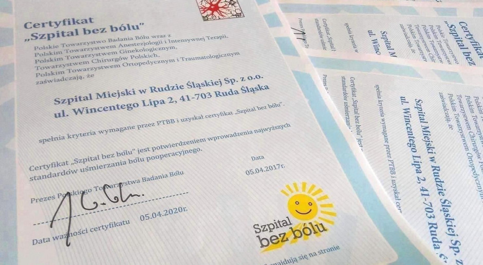 Ruda Śląska: miejska lecznica z certyfikatem "Szpital bez bólu"