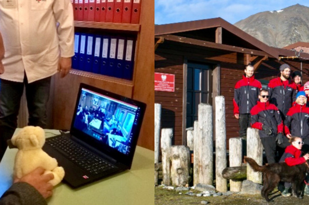 Badaczom w Polskiej Stacji Polarnej dopisują zdrowie i humor, więc pierwszy kontakt miał charakter przede wszystkim informacyjno-zapoznawczy. Fot. Materiały prasowe Lekarze z Centrum Zdrowia w Mikołowie otoczą opieką polarników