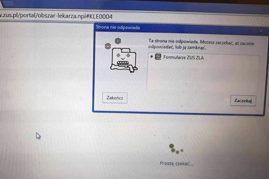 FOT. Twitter/Porozumienie Rezydentów OZZL Porozumienie Zielonogórskie: platforma do wystawiania e-zwolnień nie działa