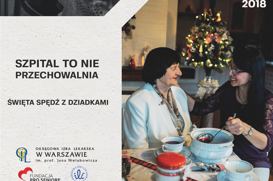 W szpitalach w województwach mazowieckim i łódzkim zawisły plakaty kampanii #WspólneŚwięta. Fot. mat. prasowe Dlaczego tylu seniorów trafia do szpitali w święta? Zacznijmy o tym rozmawiać...