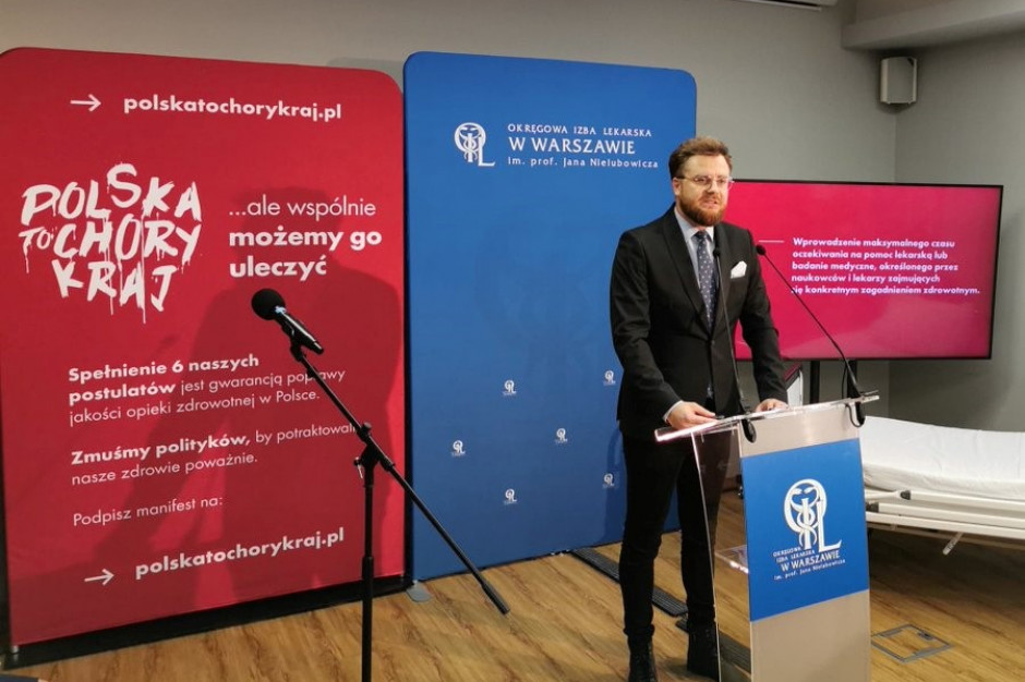 Jarosław Biliński, wiceprezes OIL w Warszawie. FOT. Twitter/@OILWarszawa 26 września spotkanie organizatorów protestu "Narodowy Kryzys Zdrowia” z kierownictwem MZ