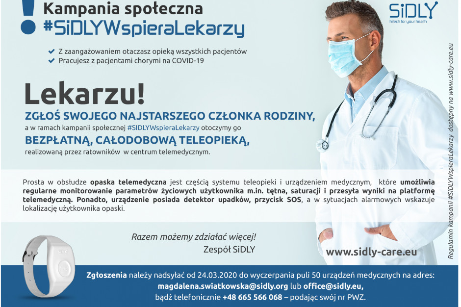 SiDLY oferuje lekarzom bezpłatną opiekę nad ich bliskimi podczas epidemii