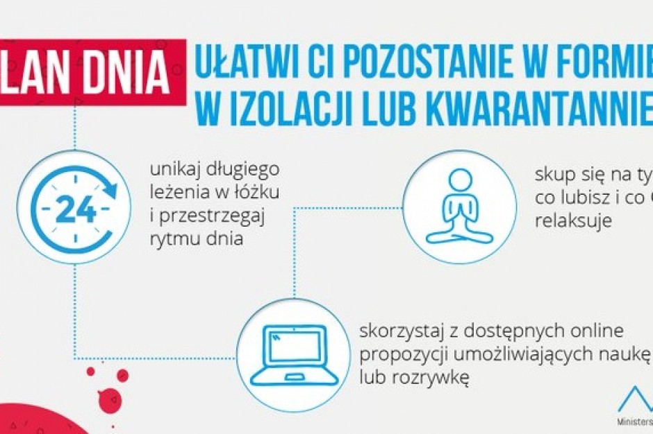 Fot. MZ/Twitter MZ: planuj dzień, żyj tak jakbyś chodził do pracy, a łatwiej przetrwasz izolację