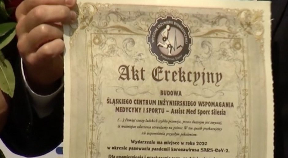 Podpisano akt erekcyjny Śląskiego Centrum Inżynierskiego Wspomagania Medycyny i Sportu. Fot. Newseria Na Śląsku ruszyła budowa unikalnego w skali europejskiej centrum medycznego za 100 mln zł