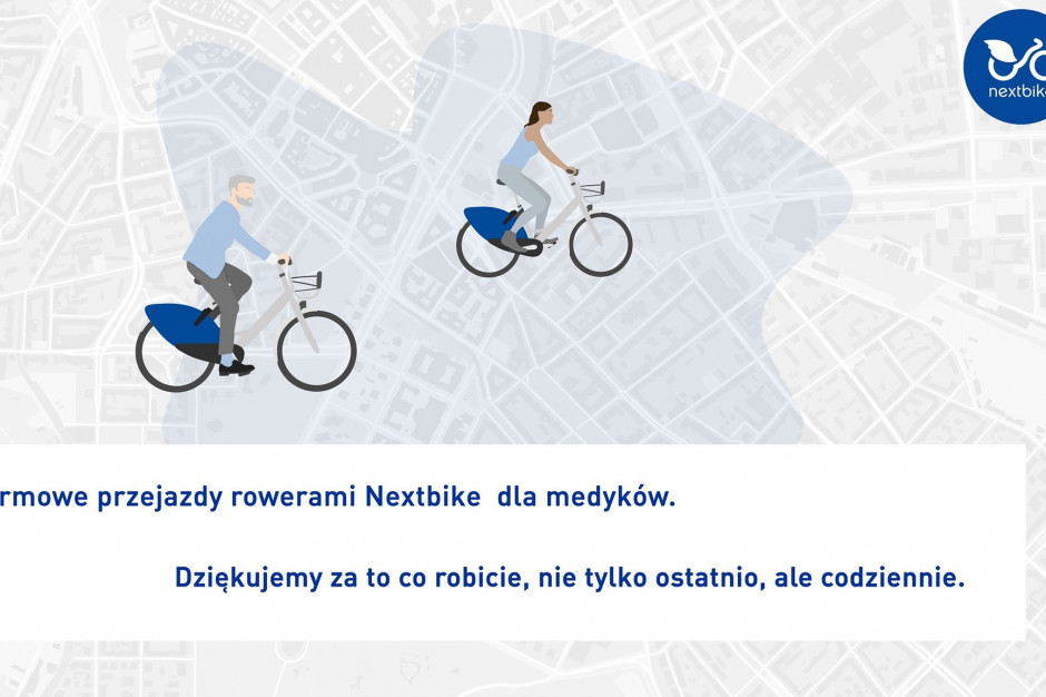 Fot. Nextbike Polska Medycy mogą za darmo jeździć na rowerach miejskich. Tak Nextbike dziękuję im za pracę