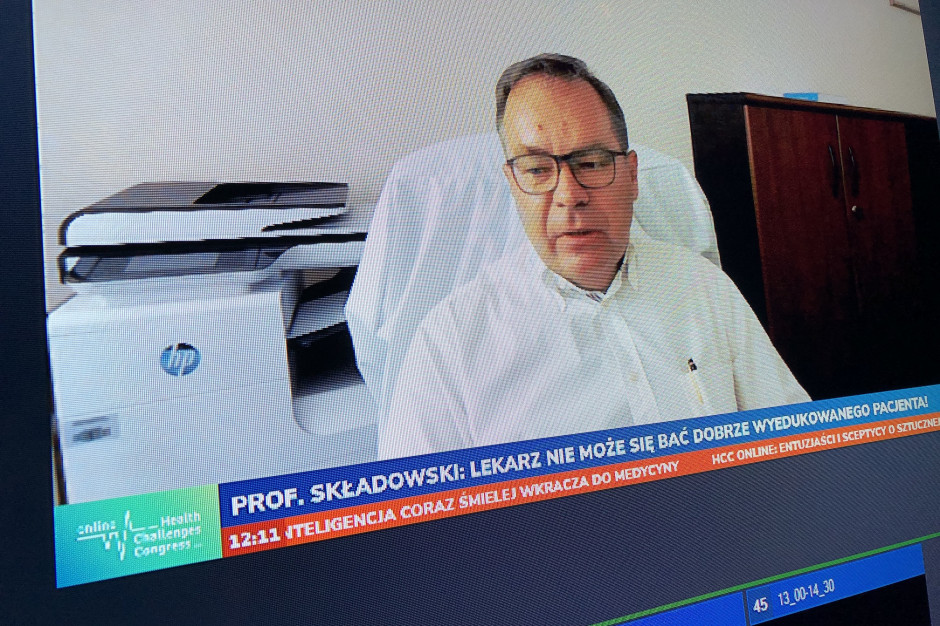 Prof. Krzysztof Składowski podczas jednej sesji HCC Online; FOT. PTWP Jest sporo pacjentów, którzy nie wiedzą, że powinni poddać się radioterapii