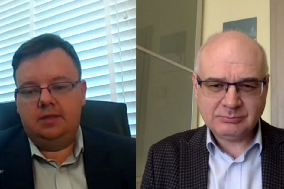 Michał Borowski (z lewej) w rozmowie z Rynkiem Zdrowia; FOT. PTWP Ekspert: ustawy antycovidowe dają samorządom kilka dodatkowych źródeł finansowania