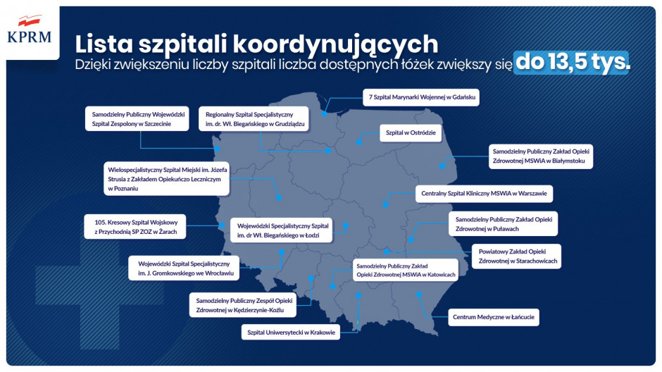 16 szpitali koordynujących