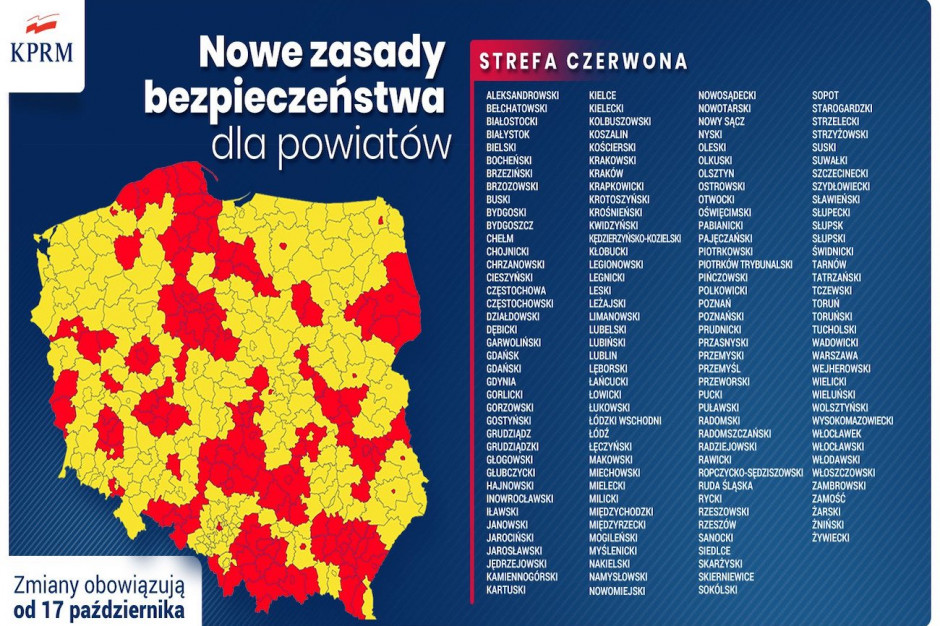 Żródło: MZ/TT Niedzielski: w strefie czerwonej znajdą się 152 powiaty. Które?