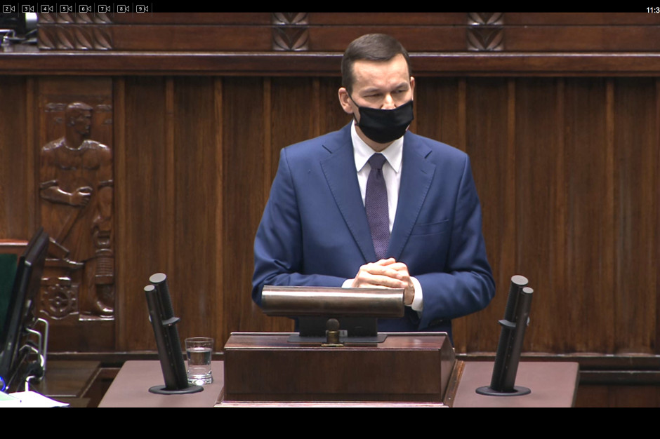 Premier Mateusz Morawiecki w Sejmie: - Może być druga, może być trzecia, mogą być kolejne fale. Fot strona www Sejmu. Premier i minister zdrowia o postępującej epidemii Covid-19: rząd zakłada najgorsze scenariusze