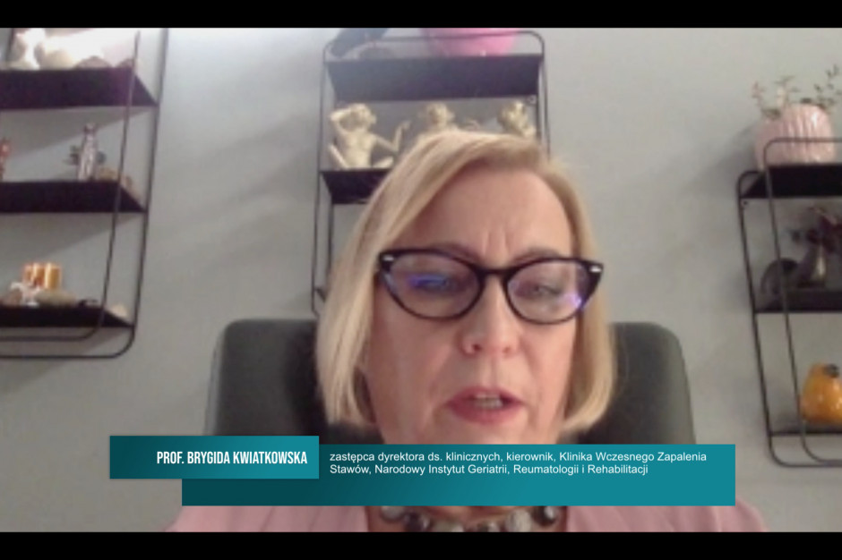 Prof. Brygida Kwiatkowska: - Inhibitory JAK kinaz zdobędą ugruntowaną pozycję w reumatologii i leczeniu RZS. Fot. screen/PTWP Prof. Brygida Kwiatkowska: innowacyjne leki doustne w RZS zdobędą ugruntowaną pozycję