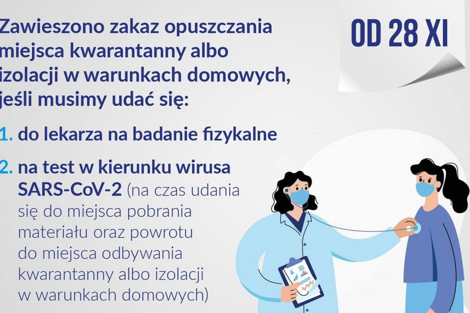 Fot. Twitter/MZ Od 28 listopada kwarantanna lub izolacja zawieszone, jeśli…