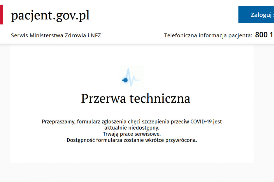 CeZ: rejestracja seniorów z "przerwą techniczną" na ...