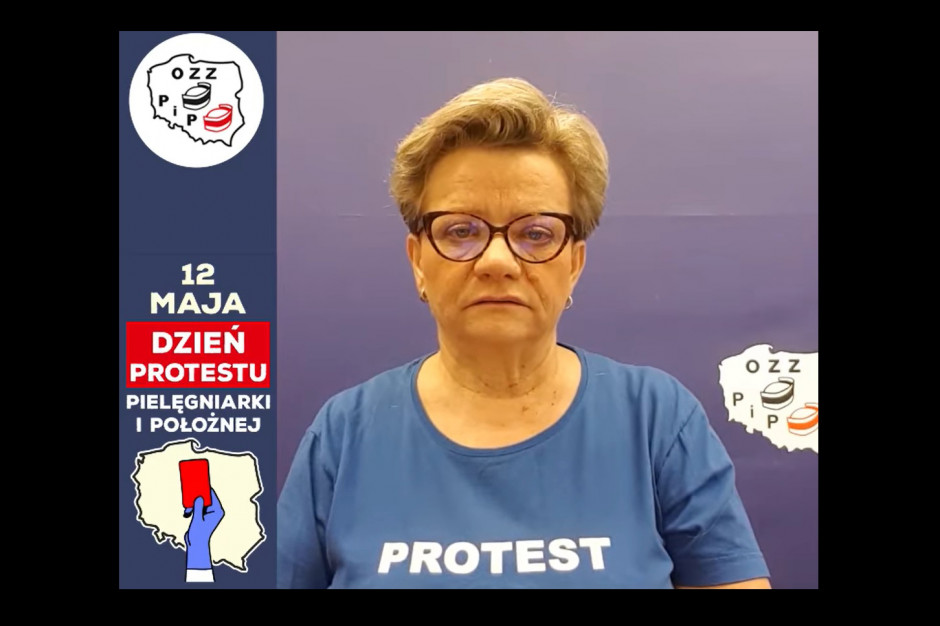 Na zdj. Krystyna Ptok, przewodnicząca Ogólnopolskiego Związku Zawodowego Pielęgniarek i Położnych. Fot. OZZPiP Ptok: przez pandemię "zniknął" jeden Tupolew pielęgniarek i położnych. Mamy dość