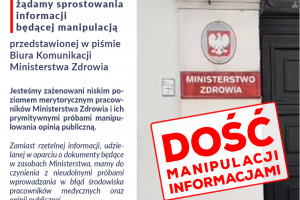 Krystyna Ptok oskarża pracowników resortu zdrowia o "prymitywne próby manipulowania opinią publiczną"