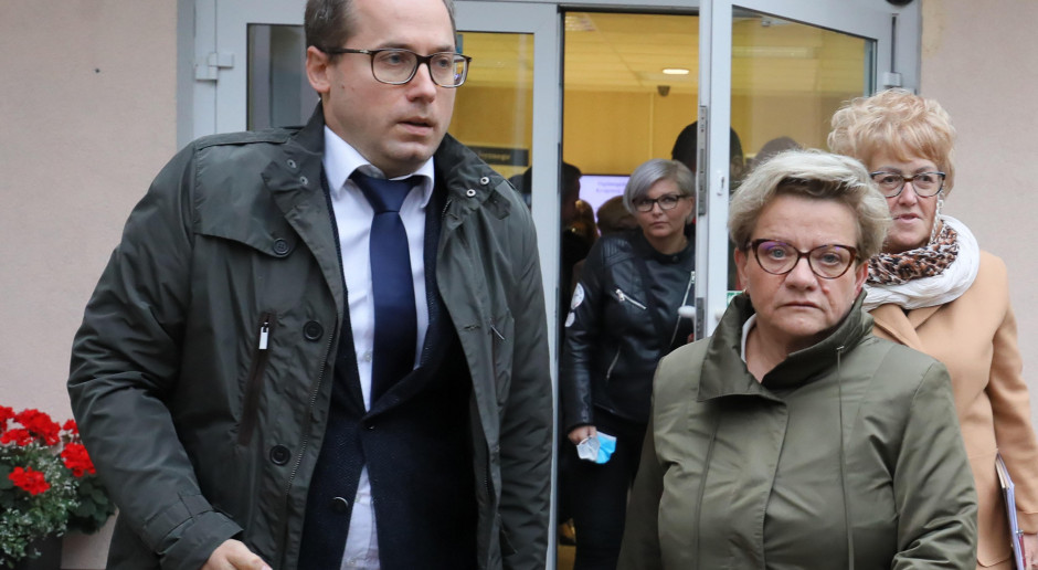 Artur Drobniak i Krystyna Ptok. Foto: PAP/ Paweł Supernak Koniec spotkania medyków z wiceministrem zdrowia. "Mamy pewność: rozmowy są celowo przeciągane"